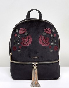 Бархатный рюкзак с вышивкой Lipsy - Черный