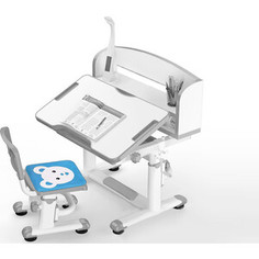 Комплект мебели Mealux (столик + стульчик + лампа) BD-10 grey столешница белая/пластик серый