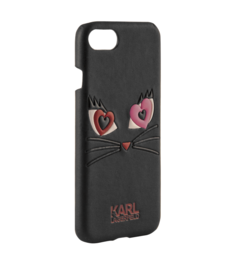 Чехол-крышка Karl Lagerfeld "Коты" для Apple iPhone 7/8, кожзам / пластик, черный (Soft Ca