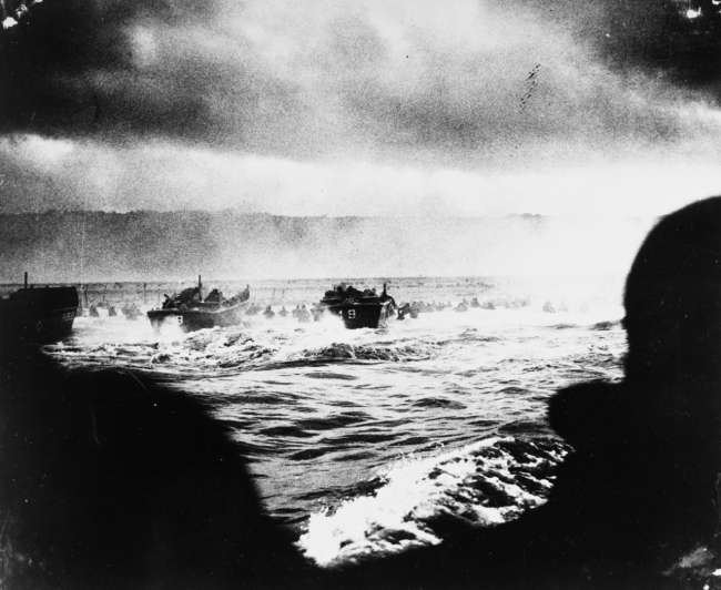 LCVP landing craft put troops ashore on Omaha Beach on D-Day