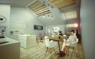 Interior Render of Interscape, Living Space