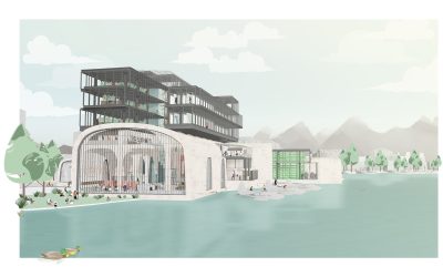 Exterior Render of Blueprint Anchorage 2050, Lake View Summer