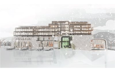 Exterior Render of Blueprint Anchorage 2050, Elevation Winter