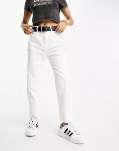 Белые джинсы с завышенной талией Pull&amp;Bear Petite, белый