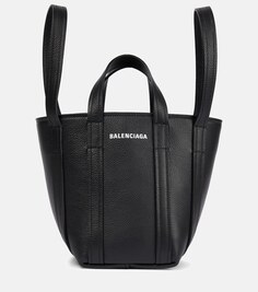 Кожаная сумка-тоут размера XS на каждый день Balenciaga, черный
