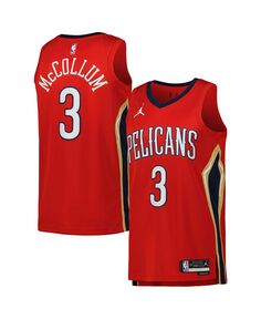 Мужская красная футболка бренда CJ McCollum New Orleans Pelicans 2022/23 Statement Edition Swingman Jordan