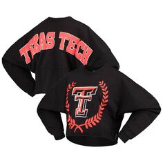 Черная женская укороченная футболка с длинными рукавами Texas Tech Red Raiders Laurels Unbranded