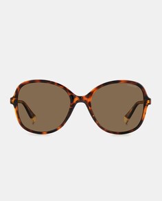 Большие женские солнцезащитные очки цвета гавана с поляризационными линзами Polaroid, коричневый