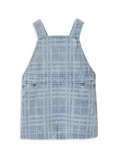 Джинсовое платье в клетку Martine для маленьких девочек и маленьких девочек Burberry, цвет pale blue check