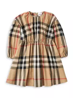 Платье в клетку Саванна для маленьких девочек и девочек Burberry, цвет archive beige check