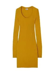 Платье-свитер узкого кроя из смесовой шерсти ребристой вязки Burberry, цвет pear