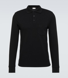 Рубашка-поло из смесового хлопка Saint Laurent, черный