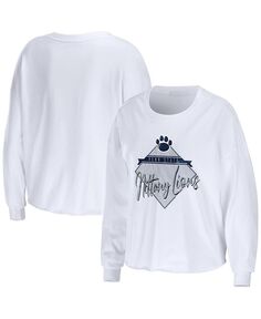 Женская белая укороченная футболка с длинными рукавами Penn State Nittany Lions Diamond WEAR by Erin Andrews, белый