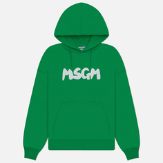 Мужская толстовка MSGM New Brosh Stroke Logo Hoodie, цвет зелёный