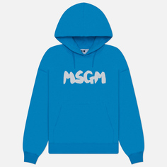 Мужская толстовка MSGM New Brosh Stroke Logo Hoodie, цвет голубой