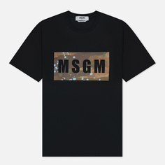 Мужская футболка MSGM Box Logo Dripping Regular, цвет чёрный