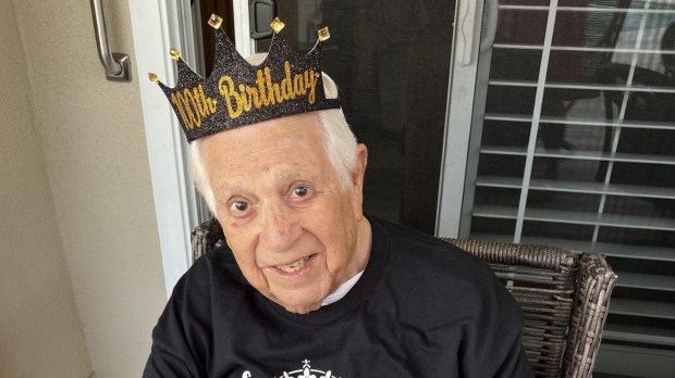 Art Del Rey at his 100th birthday party. Del Rey, a World War II veteran, barbershop quartet singer, longtime Arcadia businessman, has died at age 100. (Photo courtesy of Pamela Del Rey-Johnson)
