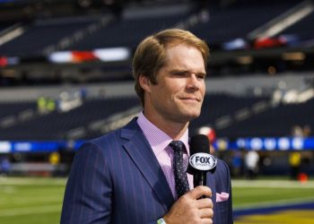 INGLEWOOD, CA - OCTOBER 30: Fox Sports 
Greg Olsen Lead NFL Analyst during an NFL football game between the San Francisco 49ers and the Los Angeles Rams on October 30, 2022 at SoFi Stadium in Inglewood, CA. (Photo by Ric Tapia/Icon Sportswire)