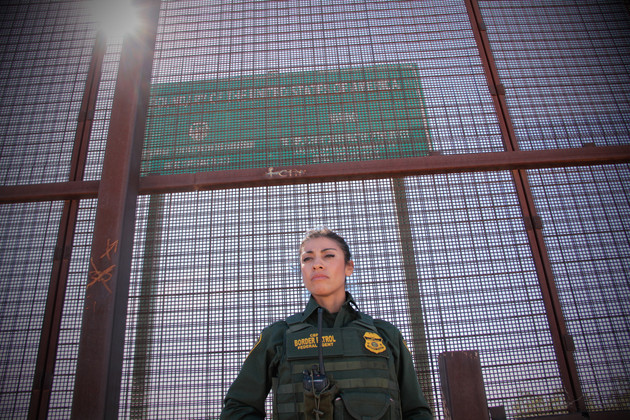 Border agent Denisse Licon patrols the fence along the U.S.-Mexico border. Just 5 percent of Border Patrol agents are female.