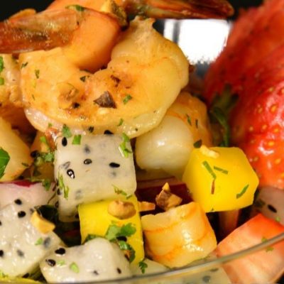 Азиатский фруктовый салат коктейль с креветками - рецепт с фото