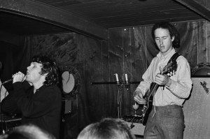 American rock band The Doors perform at the Ondine Club in New York City, November 1966. From left to right, keyboard player Ray Manzarek, singer Jim Morrison and guitarist Robby Krieger.   (Photo by Don Paulsen/Michael Ochs Archives/Getty Images)