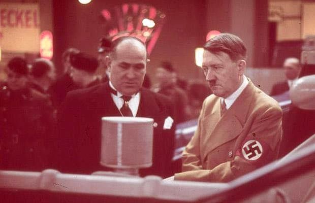 Adolf Hitler tours the 1939 International Auto Exhibition in Berlin on February 17th, 1939