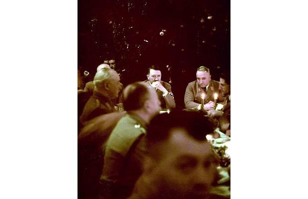 Adolf Hitler and other Nazi officials attend a Christmas Party in 1941, at the height of the second World War