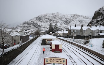 Snowy conditions in Blaenau Ffestiniog in Wales