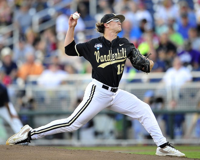 2015: Carson Fulmer - Vanderbilt pitcher Carson Fulmer throws a pitch against Virginia during the first inning at the College World Series at TD Ameritrade Park in Omaha, Neb., Wednesday, June 25, 2014.