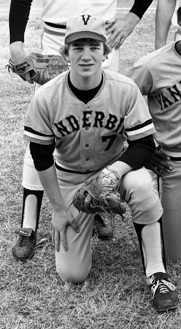 1976: David Tyler - Vanderbilt has one of the finest freshmen prospects in the SEC baseball lineups this coming spring in third baseman David Tyler, a high draft choice of the Philadelphia Phillies last spring, posing on the field Feb. 22, 1975.