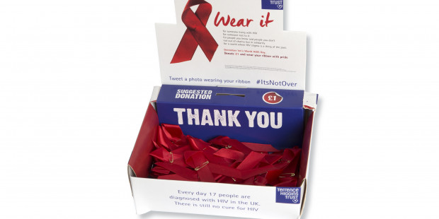 Red ribbon collection box