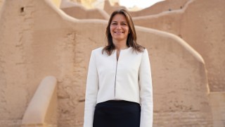 Lucy Frazer, the culture secretary, at the Great Futures conference in Saudi Arabia