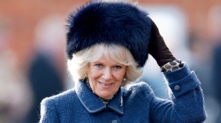 Camilla in 2009, wearing a hat made with real fur