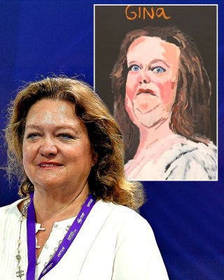Gina Rinehart was unhappy with her portrayal by Vincent Namatjira, who takes a satirical approach to depicting his subjects