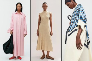 Pink shirt dress, £97, arket.com; metallic dress, £275, meandem.com; oversized dress, £745, joseph-fashion.com