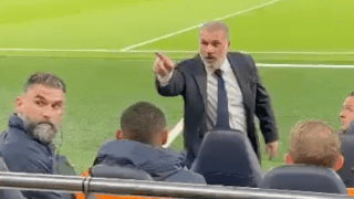 Video footage appeared to show Postecoglou losing his temper with a supporter behind the dugout