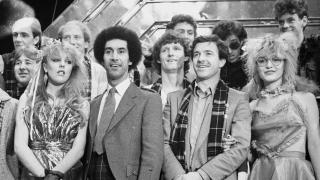 Christian, centre left, bolstered the Scotland squad’s rendition of We Have a Dream on Top of the Pops in 1982