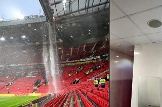 The sight of water cascading down the stands and the walls of the away dressing room was met with derision on social media
