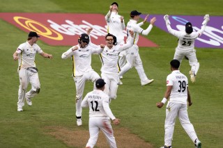 Gloucestershire’s players could finally celebrate after Singh Dale, No 39, took the decisive wicket