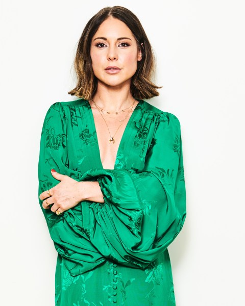 Louise Thompson at home. Inset: showing her stoma bag in an Instagram post