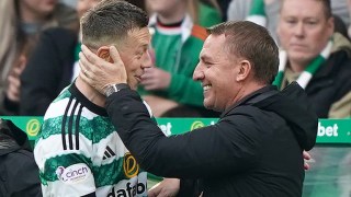 McGregor and Rodgers embrace following Saturday’s crucial league match against Rangers
