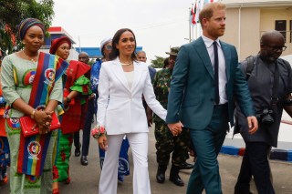 The Duke and Duchess of Sussex at the defence headquarters in Abuja
