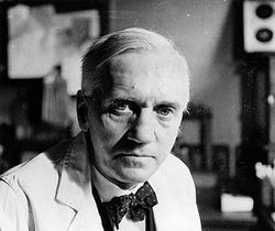 Picture of Sir Alexander Fleming, who discovered penicillin.