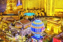 Elevated view of illuminated casinos