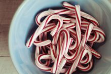 Candy canes in a bowl