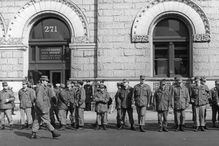 US National Guard units patrolling outside the main New York Post Office at Cadman Plaza. They have been ordered there by President Nixon as a result of a strike by Post Office workers