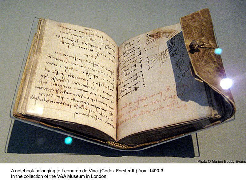 Leonardo da Vinci Notebook in the V&amp;A Museum in London