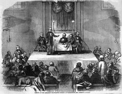 Illustration of American Colonization Society Meeting.