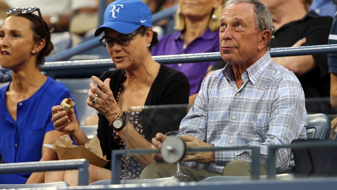 NEW YORK, NY - SEPTEMBER 02:  Former New York City Mayor Michael Bloomberg watches Roger Federer of Switzerland play against Roberto Bautista Agut of Spain during their men's singles fourth round match on Day Nine of the 2014 US Open at the USTA Billie Jean King National Tennis Center on September 2, 2014 in the Flushing neighborhood of the Queens borough of New York City.  (Photo by Matthew Stockman/Getty Images) ORG XMIT: 507843093 ORIG FILE ID: 454520260