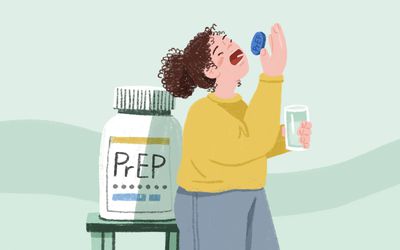 An illustration of someone taking PrEP for HIV for vaginal sex